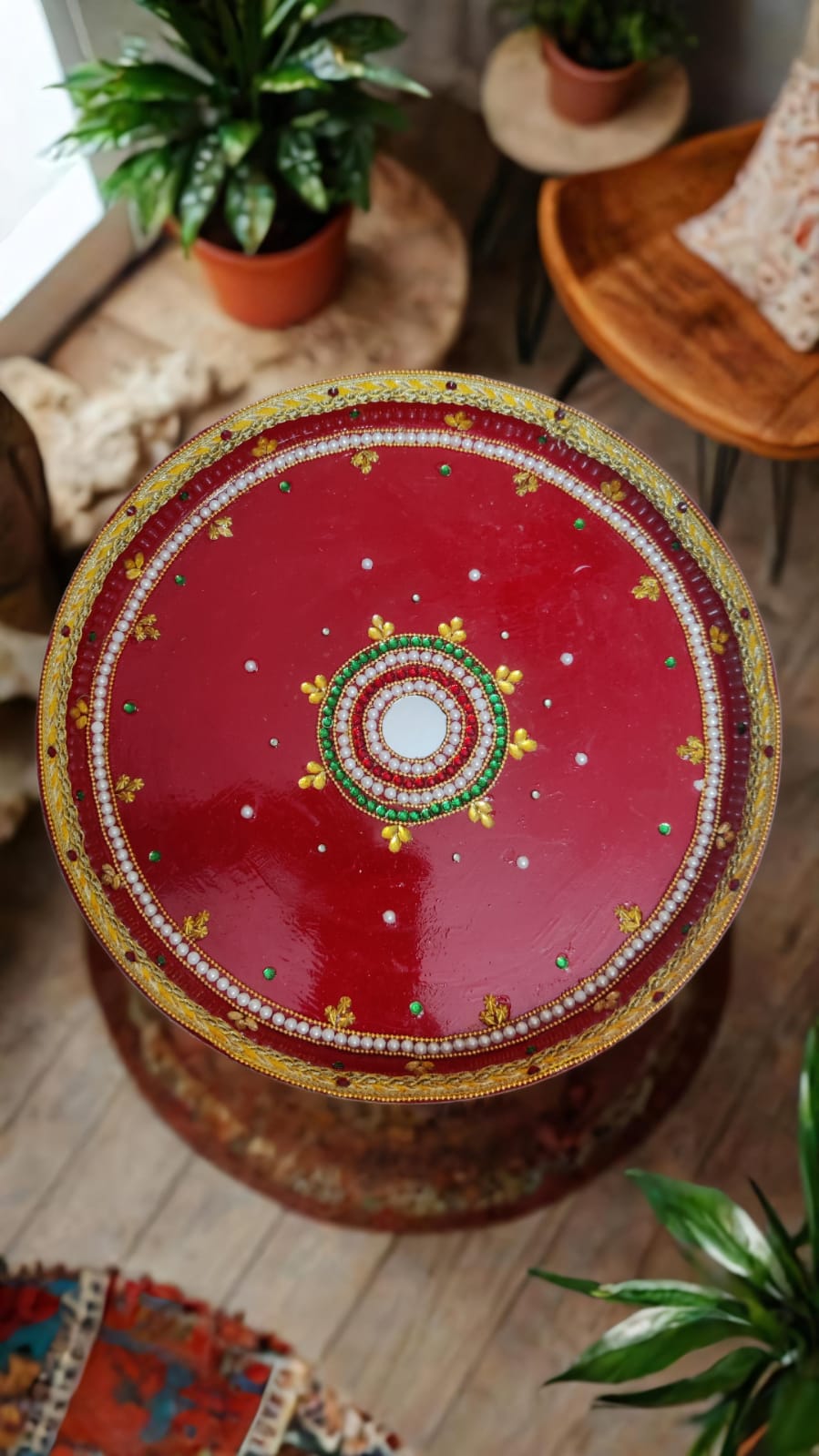Regal Mirror Work Pooja Thali – A Symbol of Tradition & Elegance ✨