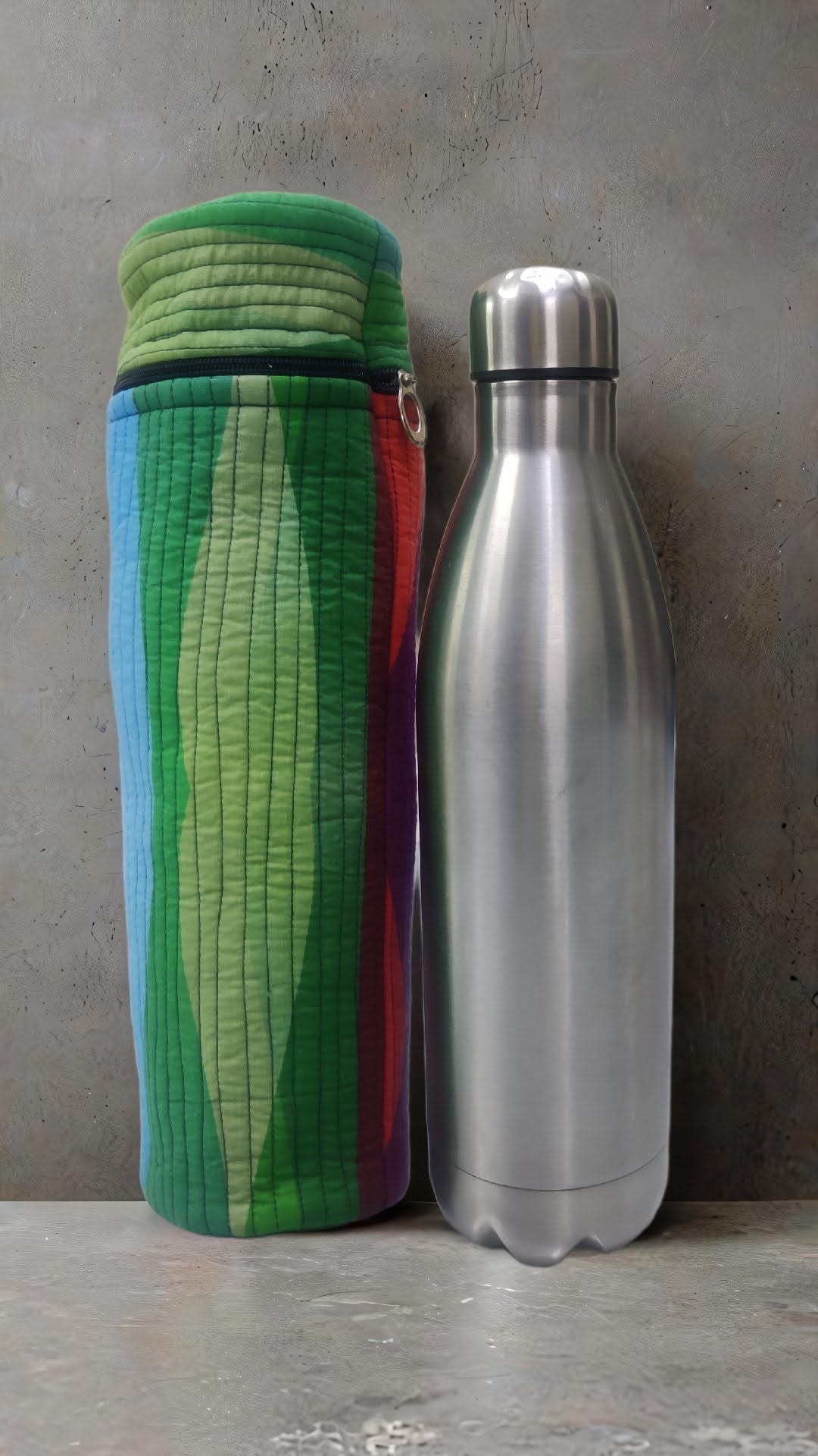 100 % Cotton Digital Print Quilted Bottle Bag